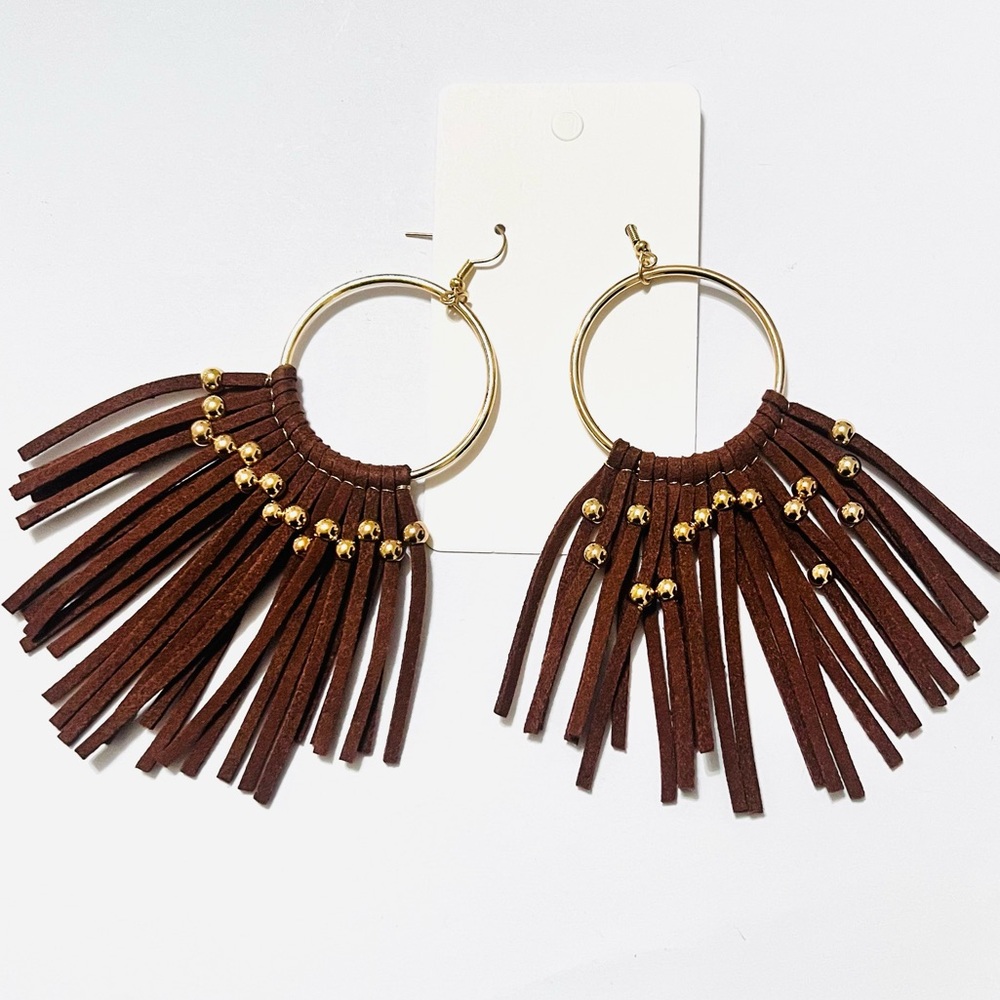 🔥🔥🆕Vintage Bohemian Brown Tassel Earrings - Picture 6 of 8